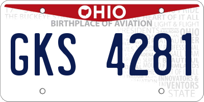 OH license plate GKS4281