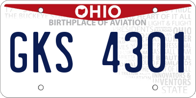 OH license plate GKS4301
