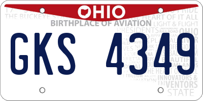 OH license plate GKS4349