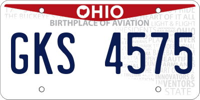 OH license plate GKS4575