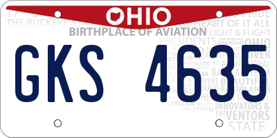 OH license plate GKS4635