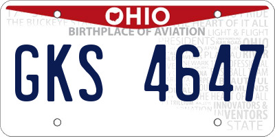 OH license plate GKS4647