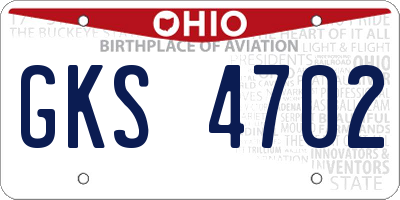 OH license plate GKS4702