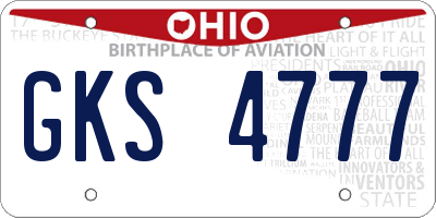 OH license plate GKS4777