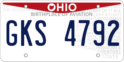 OH license plate GKS4792