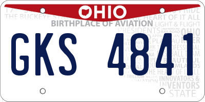 OH license plate GKS4841