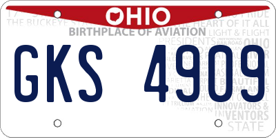 OH license plate GKS4909