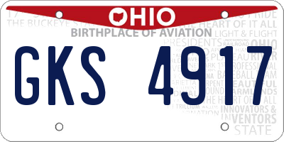 OH license plate GKS4917