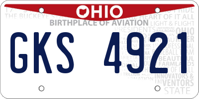 OH license plate GKS4921