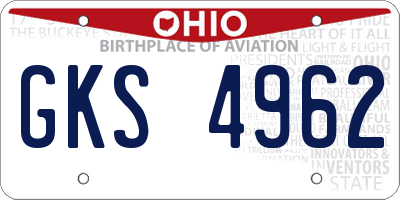 OH license plate GKS4962