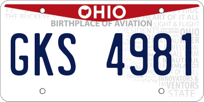 OH license plate GKS4981