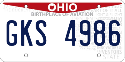 OH license plate GKS4986
