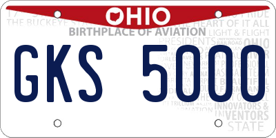 OH license plate GKS5000