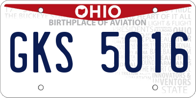OH license plate GKS5016