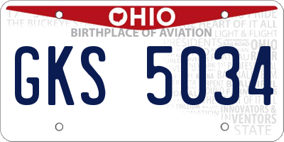 OH license plate GKS5034