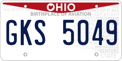 OH license plate GKS5049