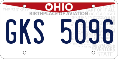 OH license plate GKS5096
