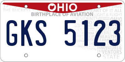 OH license plate GKS5123