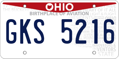 OH license plate GKS5216