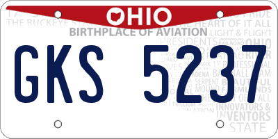 OH license plate GKS5237