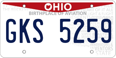 OH license plate GKS5259