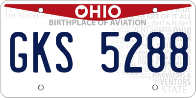 OH license plate GKS5288