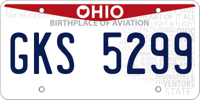 OH license plate GKS5299
