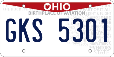 OH license plate GKS5301