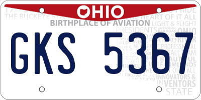 OH license plate GKS5367