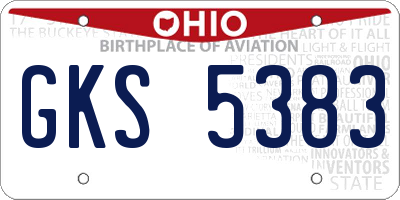 OH license plate GKS5383