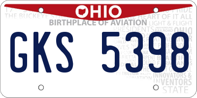 OH license plate GKS5398