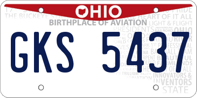 OH license plate GKS5437