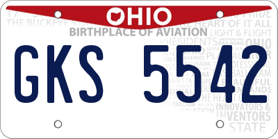 OH license plate GKS5542