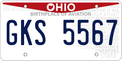 OH license plate GKS5567