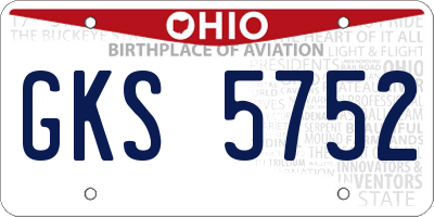 OH license plate GKS5752