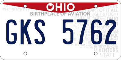 OH license plate GKS5762