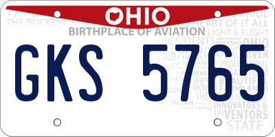 OH license plate GKS5765