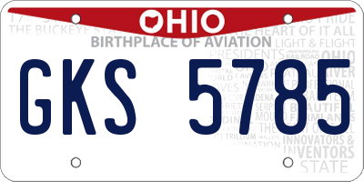 OH license plate GKS5785