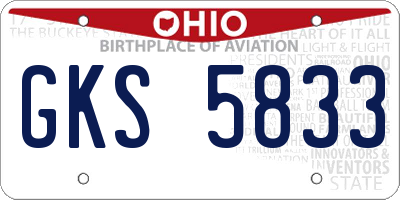OH license plate GKS5833