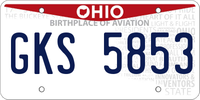 OH license plate GKS5853
