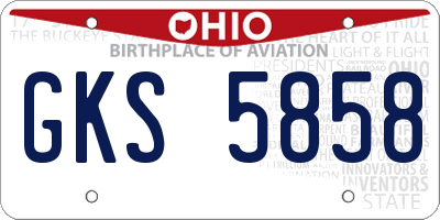 OH license plate GKS5858