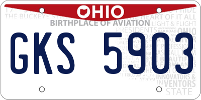 OH license plate GKS5903