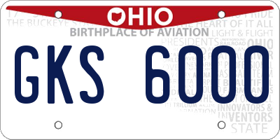 OH license plate GKS6000