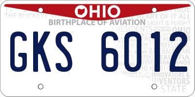 OH license plate GKS6012