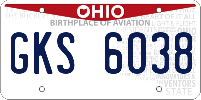 OH license plate GKS6038