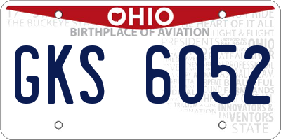 OH license plate GKS6052