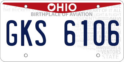 OH license plate GKS6106