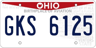 OH license plate GKS6125