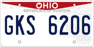 OH license plate GKS6206