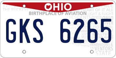 OH license plate GKS6265